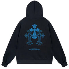 Letter Cross Pattern Hoodie #W17