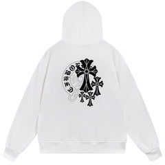 Letter Cross Pattern Hoodie #B06