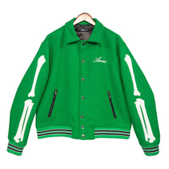 Thickened Loose Bomber Baseball Jacket Green