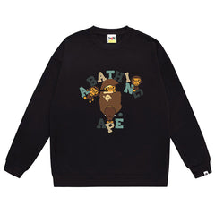 Ape Head Cartoon Baby Milo Print Sweatshirt