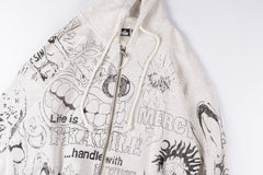 Graphic-Print Zip-Up Hoodie