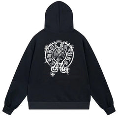 Letter Cross Pattern Hoodie #B38