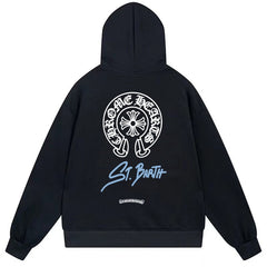 Letter Cross Pattern Hoodie #B102