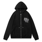 Relaxed Zip Up Cotton Hoodies