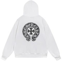 Letter Cross Pattern Hoodie #W22