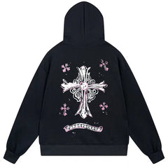 Letter Cross Pattern Hoodie #W19