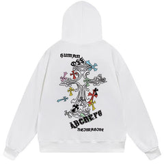 Letter Cross Pattern Hoodie #W02