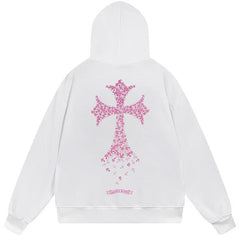 Letter Cross Pattern Hoodie #W07