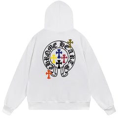Letter Cross Pattern Hoodie #B36