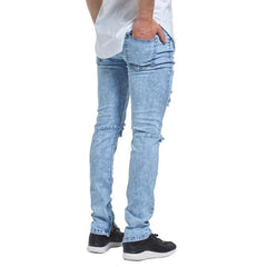 Socool slim jeans with rips in light wash blue