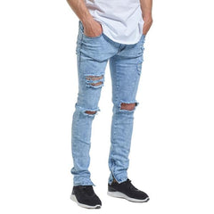 Socool slim jeans with rips in light wash blue