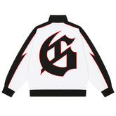 Letter Embroidered Zipper Jacket #6071