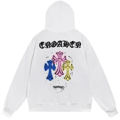 Letter Cross Pattern Hoodie #W18