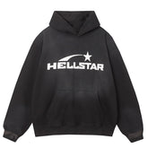 Basic Letter Print Casual Hoodie Black
