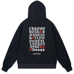 Letter Cross Pattern Hoodie #B16