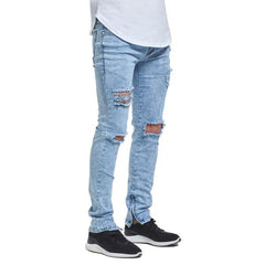 Socool slim jeans with rips in light wash blue