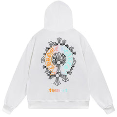 Letter Cross Pattern Hoodie #W06