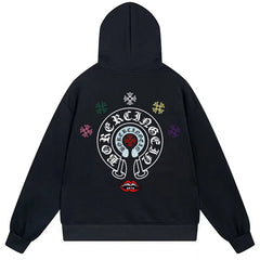 Letter Cross Pattern Hoodie #W15