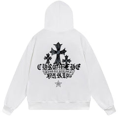 Letter Cross Pattern Hoodie #W09
