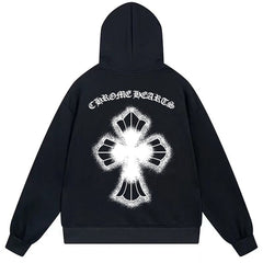 Letter Cross Pattern Hoodie #W10