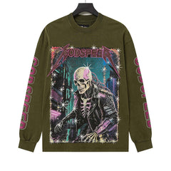 Rhinestone Letter Graphic Long Sleeve T-Shirt #G61108