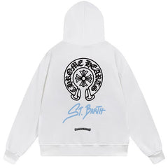 Letter Cross Pattern Hoodie #B102