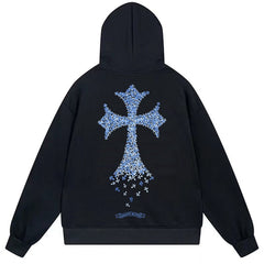 Letter Cross Pattern Hoodie #W07