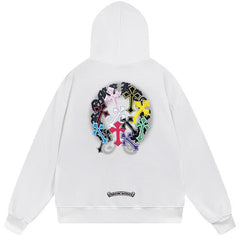 Letter Cross Pattern Hoodie #B105