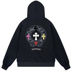 Letter Cross Pattern Hoodie #W27