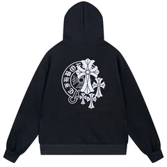 Letter Cross Pattern Hoodie #B06