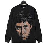 Rhinestone Letter Portrait Graphic Long Sleeve T-Shirt #G61110