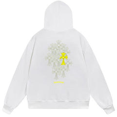 Letter Cross Pattern Hoodie #B09