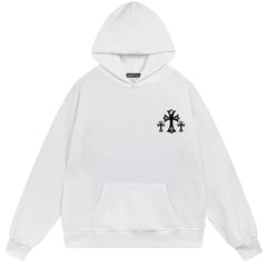 Letter Cross Pattern Hoodie #B15