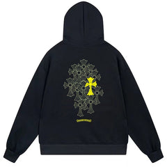 Letter Cross Pattern Hoodie #B09