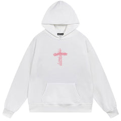 Letter Cross Pattern Hoodie #W11
