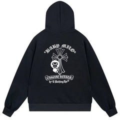 Letter Cross Pattern Hoodie #B12