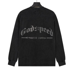 Rhinestone Letter Portrait Graphic Long Sleeve T-Shirt #G61110