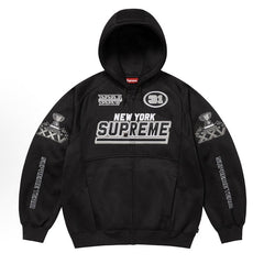 logo-patch zip-fastening hoodie