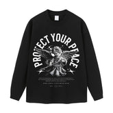 Streetwear-Style Print Long Sleeve Tee