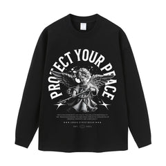 Streetwear-Style Print Long Sleeve Tee