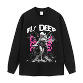 Streetwear-Style Print Long Sleeve Tee