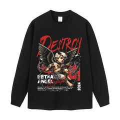 Streetwear-Style Print Long Sleeve Tee