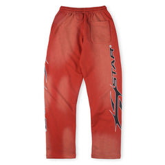 Gradient Flame Logo Sports Red Pants