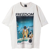 Cartoon Printed Vintage Washed T-Shirt
