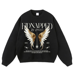 Angel Wing Print Crewneck Sweatshirts