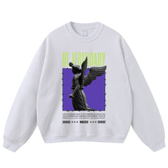 Angel Statue Print Crewneck Sweatshirts