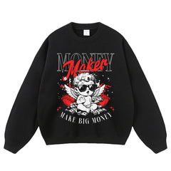 Streetwear-Style Print Crewneck Sweatshirts
