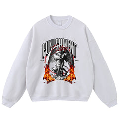 Flaming Letter Print Crewneck Sweatshirts