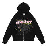 Letter Mesh Pattern Zipper Hoodie #S257