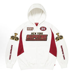 logo-patch zip-fastening hoodie